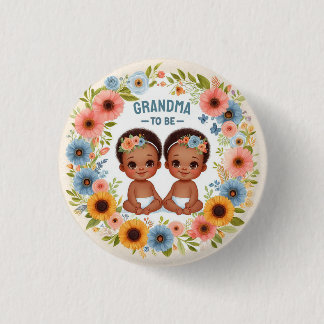 African Cute Twin Boys Baby Shower Grandma To Be 3 Cm Round Badge
