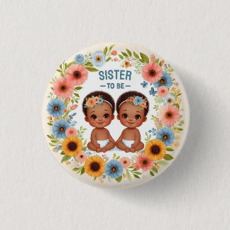 African Cute Twin Boys Baby Shower Sister To Be 3 Cm Round Badge