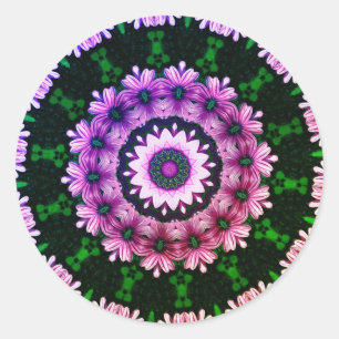 African Daisies Abstract Flower Art Classic Round Sticker