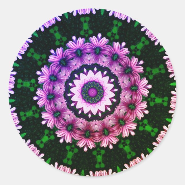 African Daisies Abstract Flower Art Classic Round Sticker (Front)