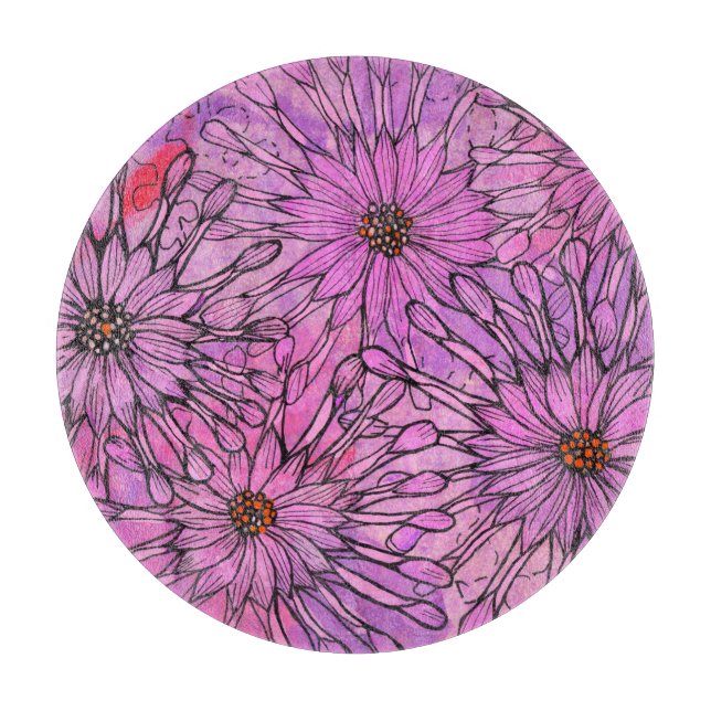 African Daisy Cape Daisies Pink Flowers Floral Art Cutting Board (Front)