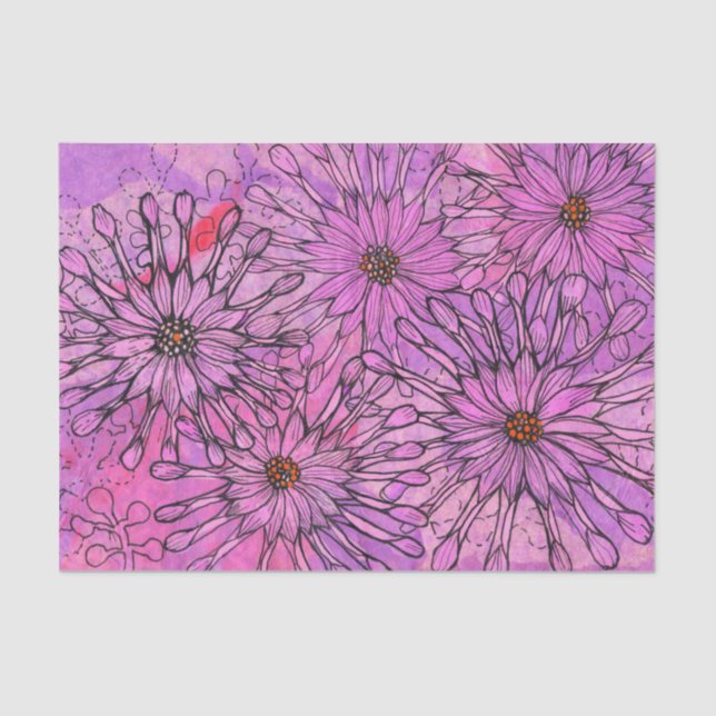 African Daisy Cape Daisies Pink Flowers Floral Art Tissue Paper (Front)