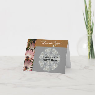 African Daisy Flower Wedding Photo Thank You Card