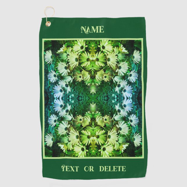African Daisy Flowers Abstract Personalised Golf Towel (Front)