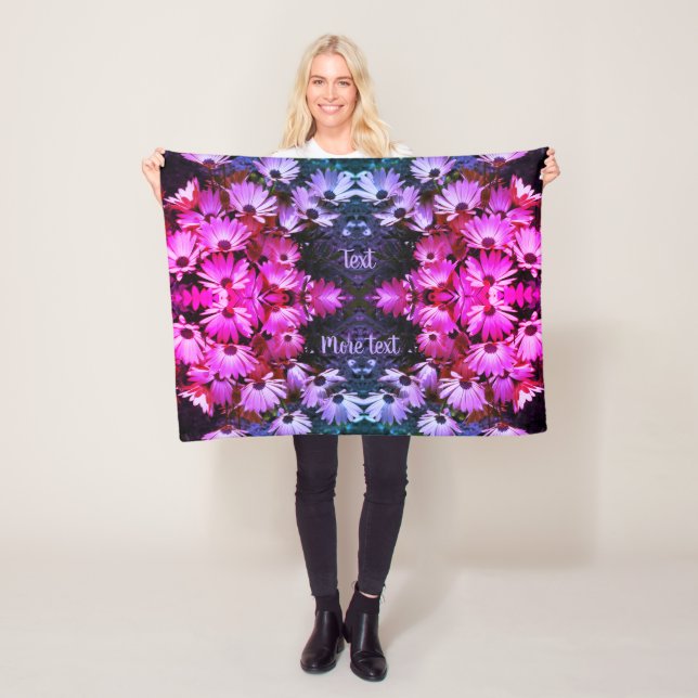 African Daisy Flowers Abstract Tinted Personalised Fleece Blanket (In Situ)