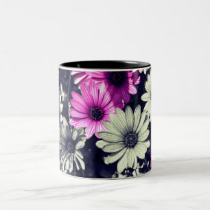 African Daisy Flowers In Black And White  Two-Tone Coffee Mug