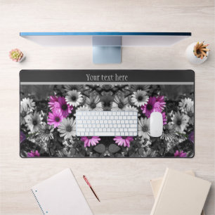 African Daisy Flowers Partial Colour Personalised Desk Mat