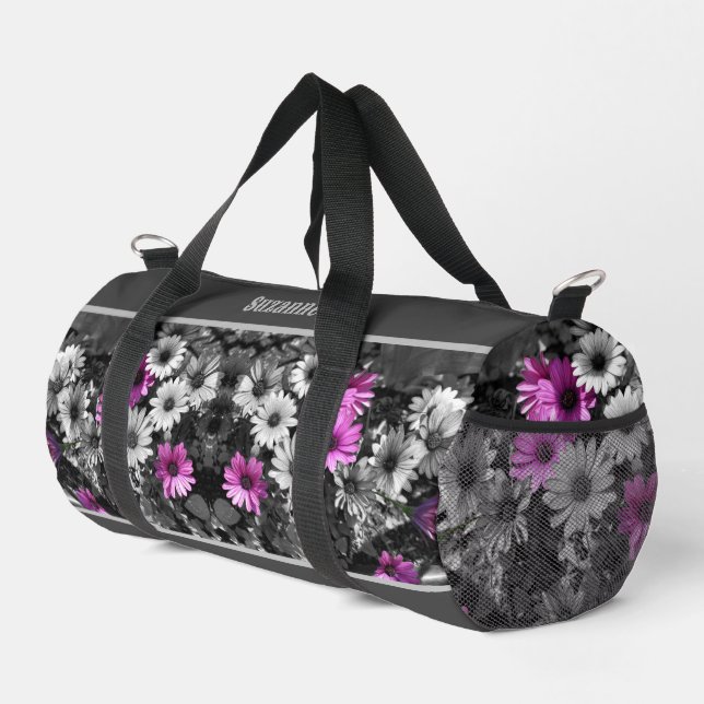 African Daisy Flowers Partial Personalised Duffle Bag (Right Corner)
