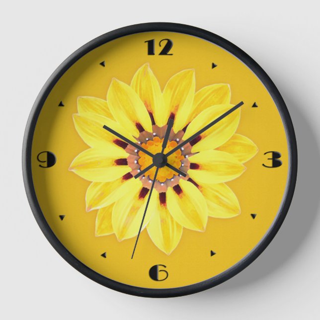 African Daisy / Gazania - Mustard Gold Wall Clock (Front)