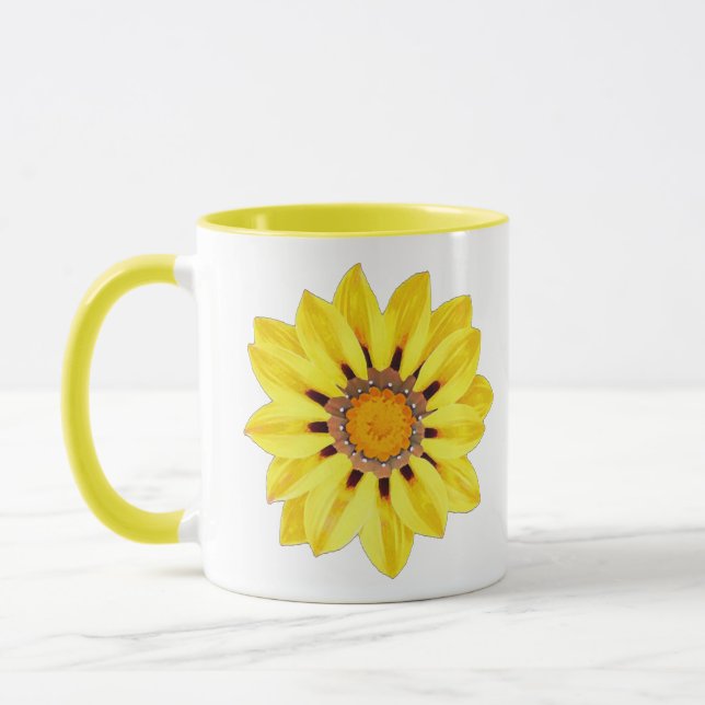 African Daisy / Gazania Mustard Yellow Mug (Left)