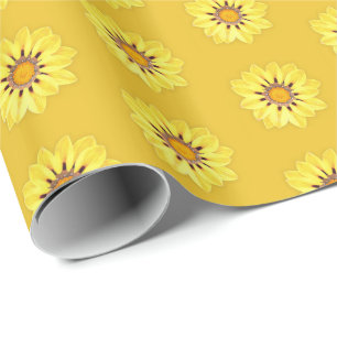 African Daisy / Gazania, Mustard Yellow Wrapping Paper