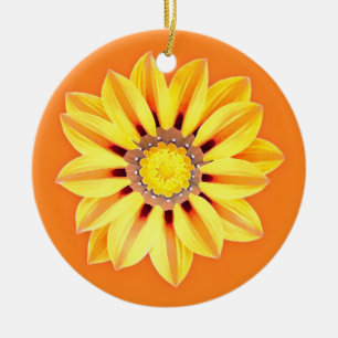 African Daisy / Gazania - Orange and Yellow Ceramic Tree Decoration