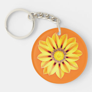 African Daisy / Gazania - Orange and Yellow Key Ring