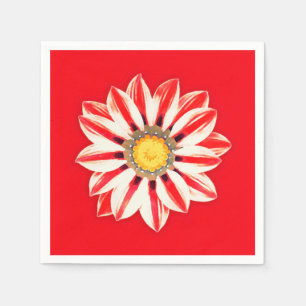 African Daisy / Gazania - Red and White Striped Napkin