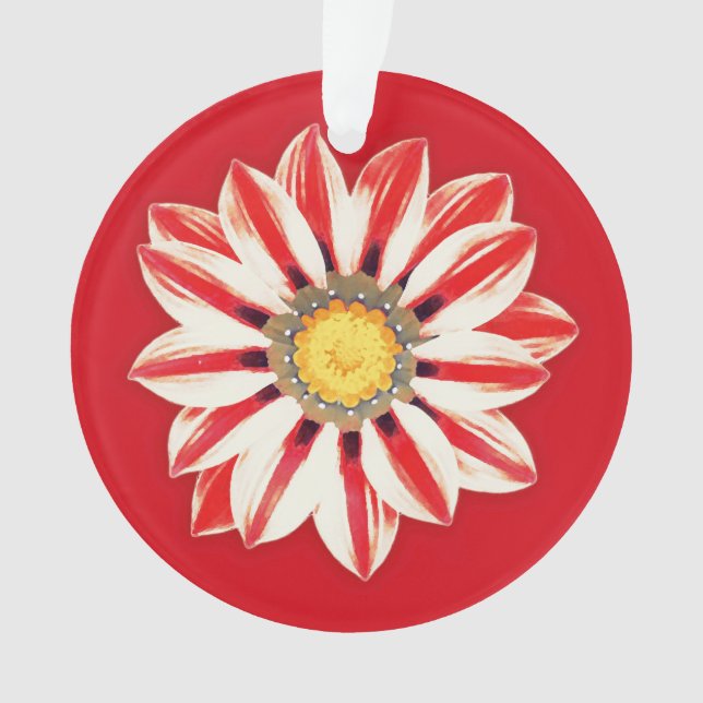 African Daisy / Gazania - Red and White Striped Ornament (Front)
