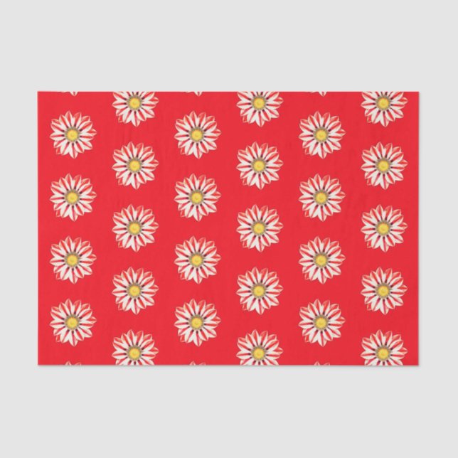 African Daisy / Gazania Red and White Striped Tissue Paper (Front)