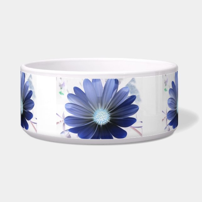 African Daisy Glowing Blue Dog Bowl (Front)