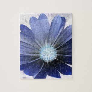 African Daisy Glowing Blue Puzzle