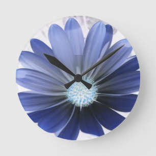 African Daisy Glowing Blue Wall Clock