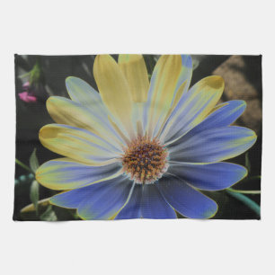 African Daisy Lapis and Gold Kitchen Towel
