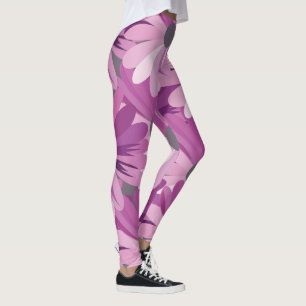 African Daisy Purple Flower Pattern Leggings