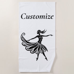 African Dancer Silhouette Art Thunder_Thunder_Cove Beach Towel