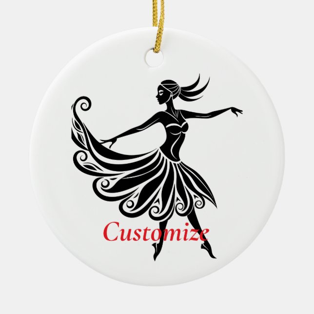 African Dancer Silhouette Art Thunder_Thunder_Cove Ceramic Tree Decoration (Front)