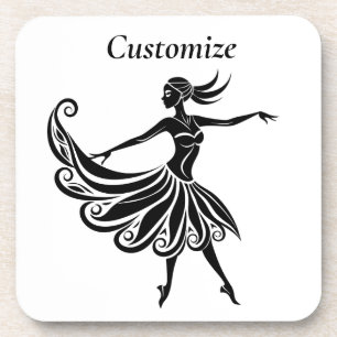 African Dancer Silhouette Art Thunder_Thunder_Cove Coaster