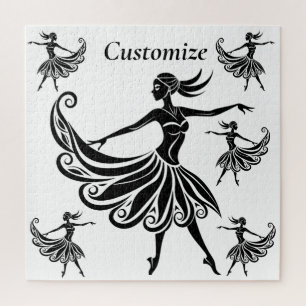 African Dancer Silhouette Art Thunder_Thunder_Cove Jigsaw Puzzle