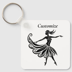 African Dancer Silhouette Art Thunder_Thunder_Cove Key Ring