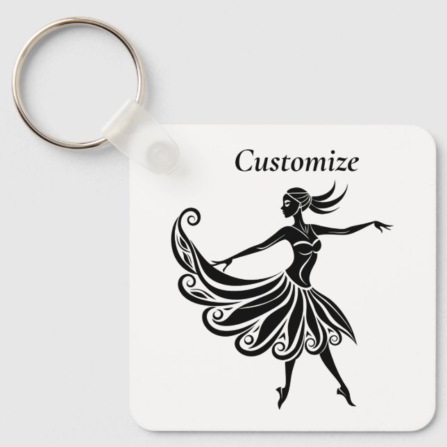 African Dancer Silhouette Art Thunder_Thunder_Cove Key Ring (Front)
