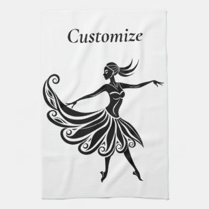 African Dancer Silhouette Art Thunder_Thunder_Cove Tea Towel