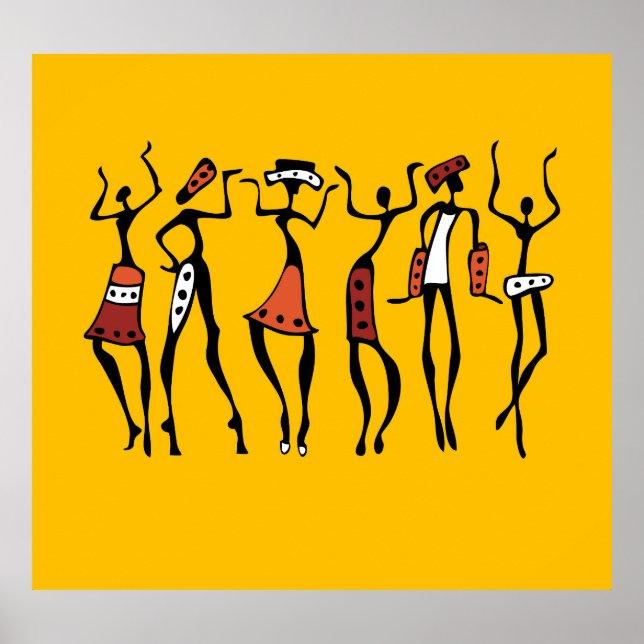 African Dancers, Ethnic Silhouette Vintage. Poster (Front)