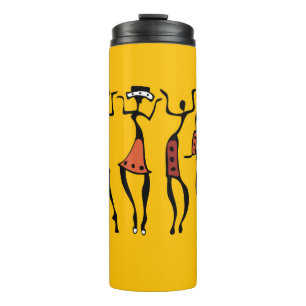 African Dancers, Ethnic Silhouette Vintage. Thermal Tumbler