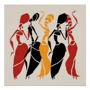 African Dancing Ladies Poster