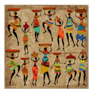 African Dancing Ladies Poster