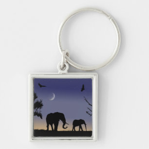 African dawn - elephants key ring