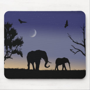 African dawn - elephants mouse mat