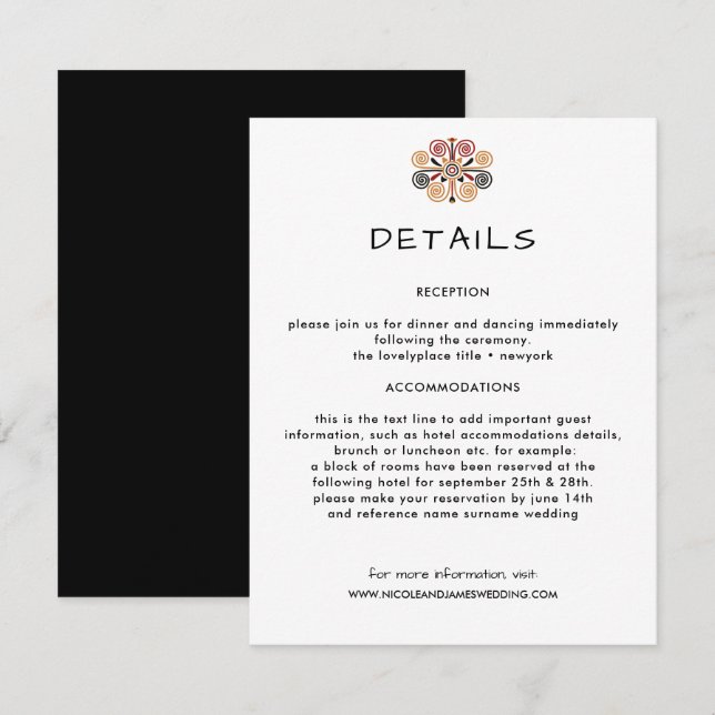 African Decor Wedding Information Guest Enclosure Card (Front/Back)