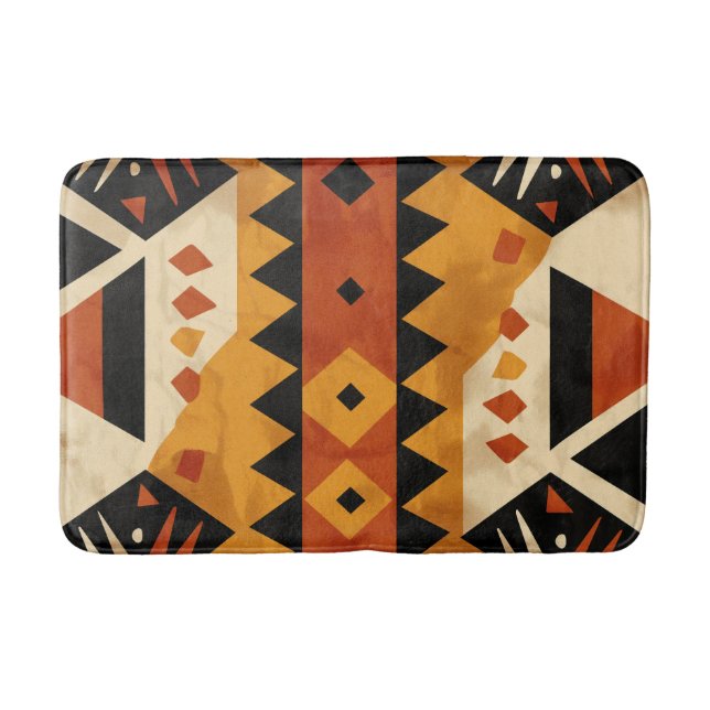 African design background in brown and black bath mat (Front)