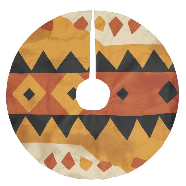 African design background in brown and black brushed polyester tree skirt (Front)