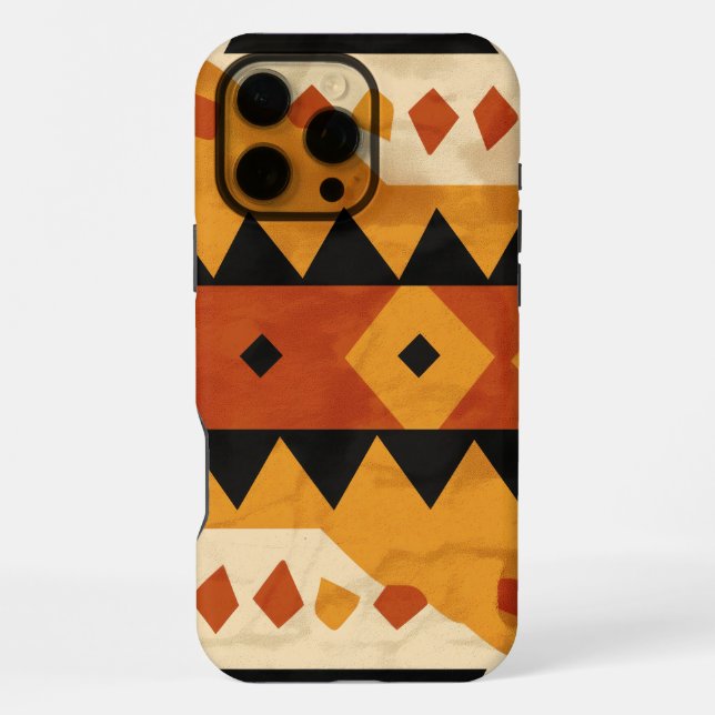 African design background in brown and black iPhone case (Back)