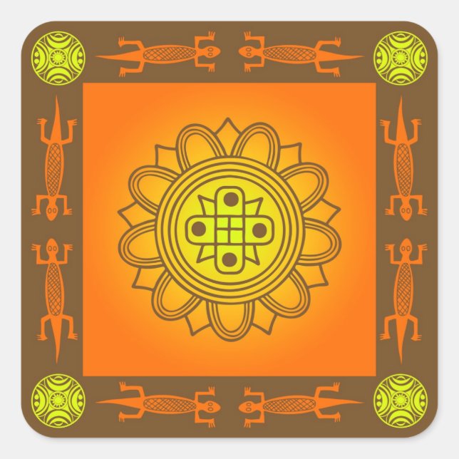 African design square sticker (Front)