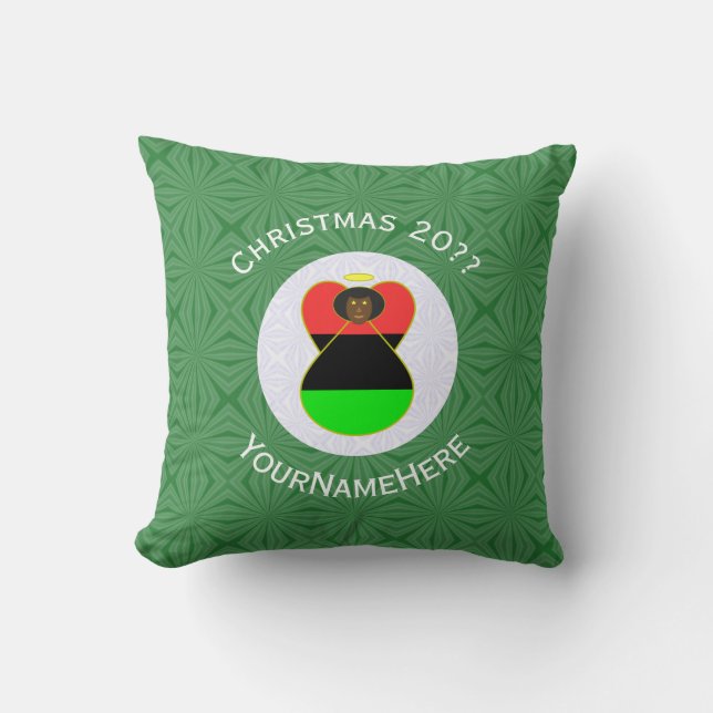 African Diaspora Angel Christmas Flag Personalised Cushion (Front)