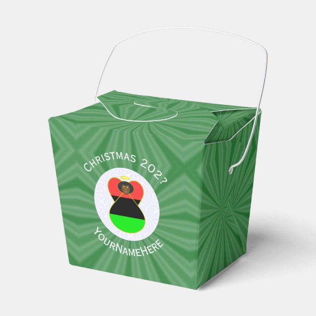 African Diaspora Angel Christmas Flag Personalised Favour Box (Front Side)