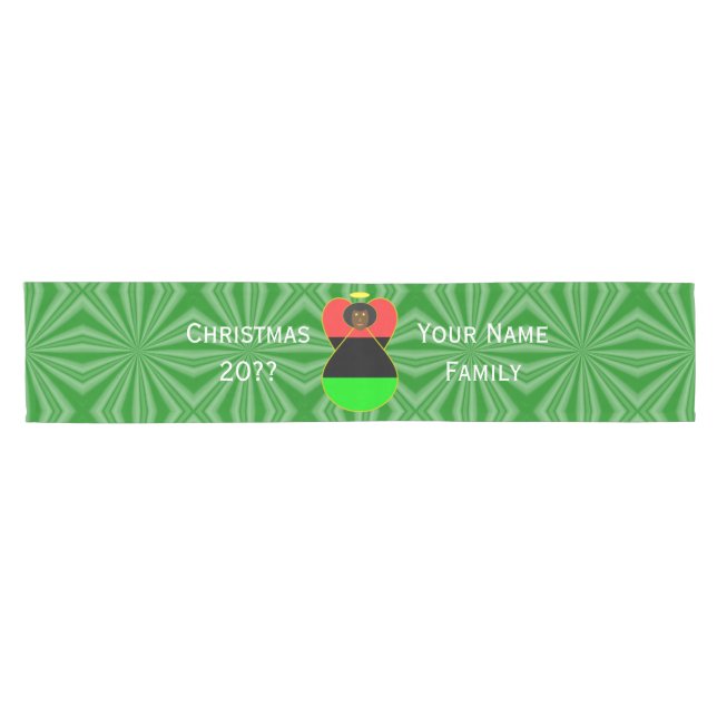 African Diaspora Angel Christmas Flag Personalised Short Table Runner (Horizontal)