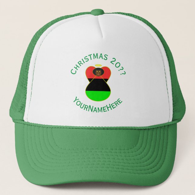 African Diaspora Angel Christmas Flag Personalised Trucker Hat (Front)