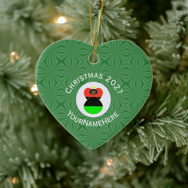 African Diaspora Angel Christmas Flag Personalized Ceramic Tree Decoration (Tree)