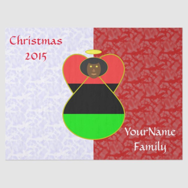 African Diaspora Angel Flag Red White Personalised Tissue Paper (Front)