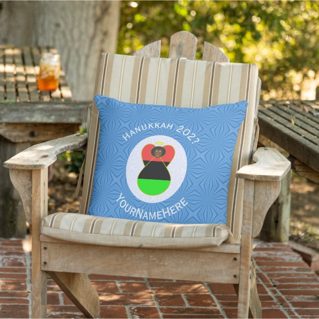 African Diaspora Angel Hanukkah Flag Personalised  Cushion (Chair)
